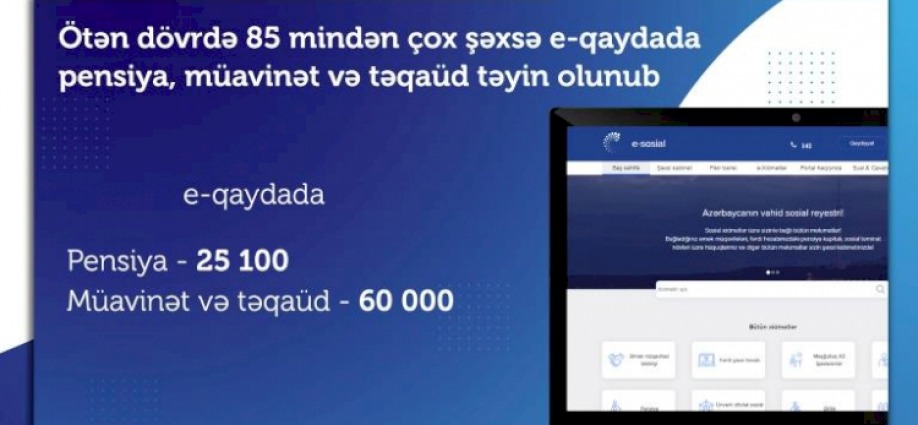 Ötən dövrdə 85 mindən çox şəxsə e-qaydada pensiya, müavinət və təqaüd təyin olunub