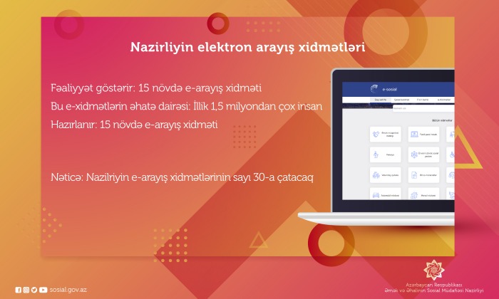 Nazirliyin fəaliyyət sahələri üzrə daha 15 növdə elektron arayış xidməti yaradılır